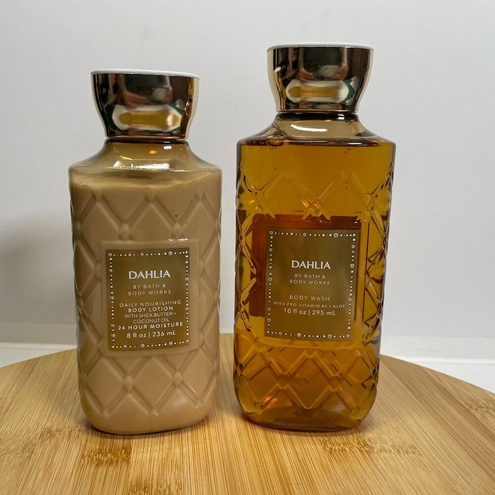 Bath & Body Works Dahlia Body Lotion 8 oz Body Wash 10 oz Shea Butter Aloe